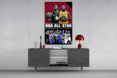 NBA All Star panel catching lamp light to reveal its cinematic glow