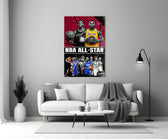 NBA All Star close-up showing Durant LeBron and league roster