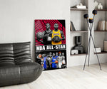 NBA All Star panel adding editorial drama to a hallway