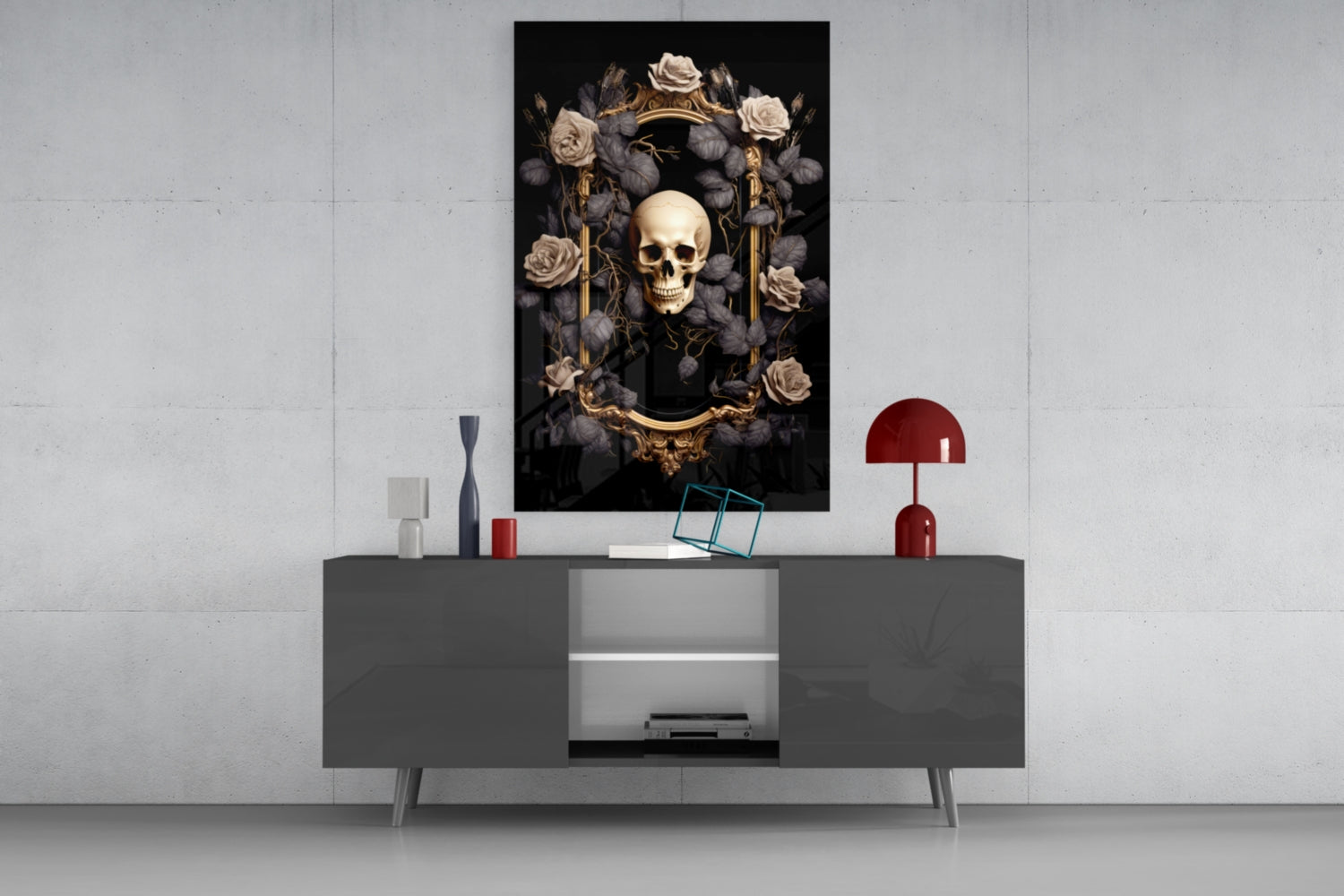 Skull Portrait Glass Wall Art || Designer Collection.