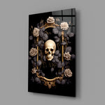 Memento-mori panel bringing painterly depth to a library