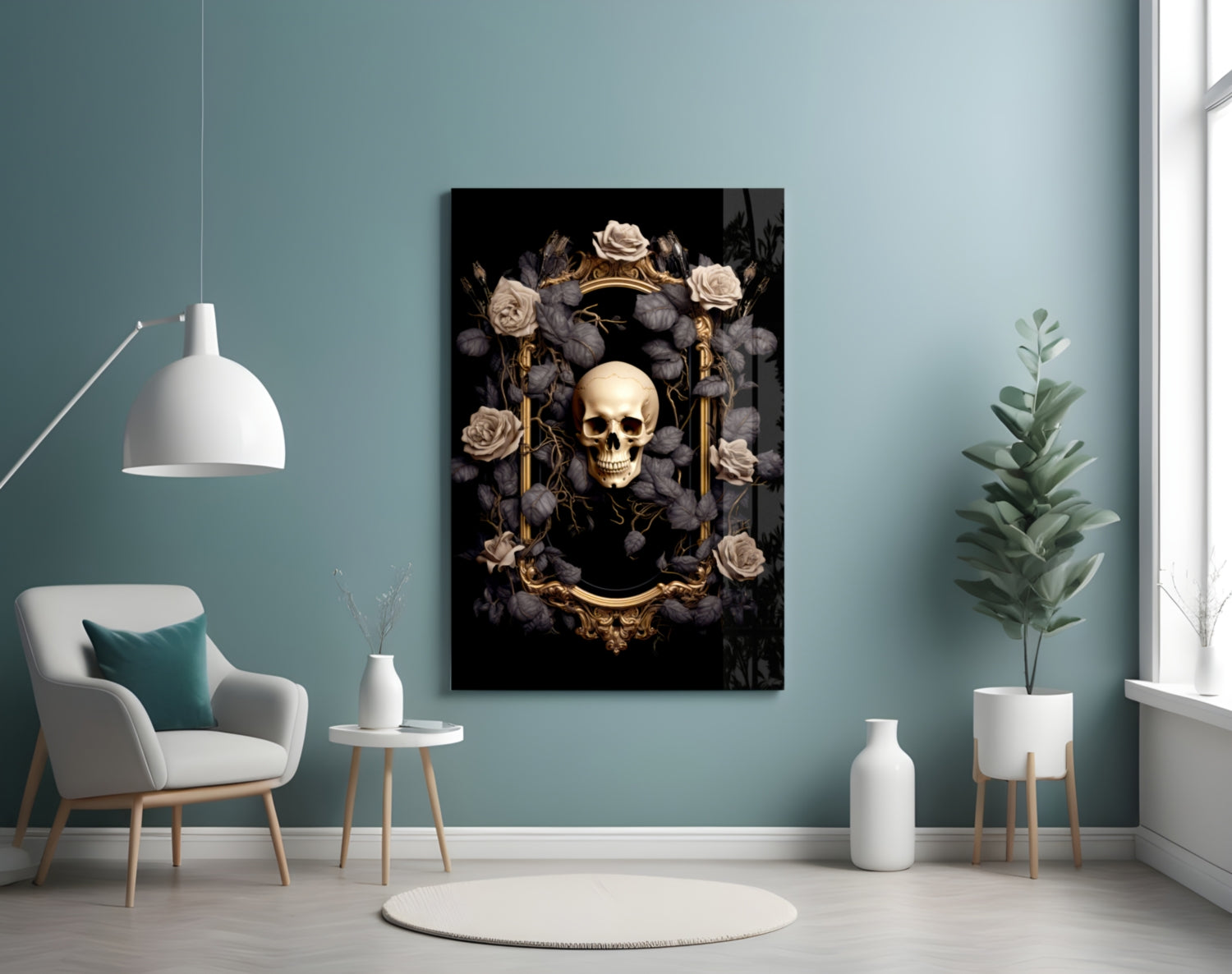 Skull Portrait Glass Wall Art || Designer Collection.