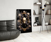 Skull Portrait panel adding editorial drama to a hallway
