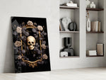 Skull Portrait glass print enhancing a den with statement gothic
