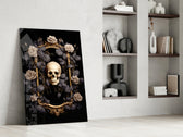 Skull Portrait glass print enhancing a den with statement gothic