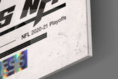 Playoff-tribute artwork anchoring a wall with parchment-and-scarlet palette