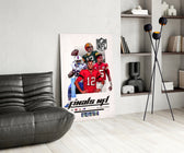 NFL Finals panel adding editorial drama to a hallway