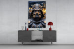 Darth Vader panel catching lamp light to reveal its cinematic glow