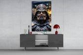 Darth Vader panel catching lamp light to reveal its cinematic glow