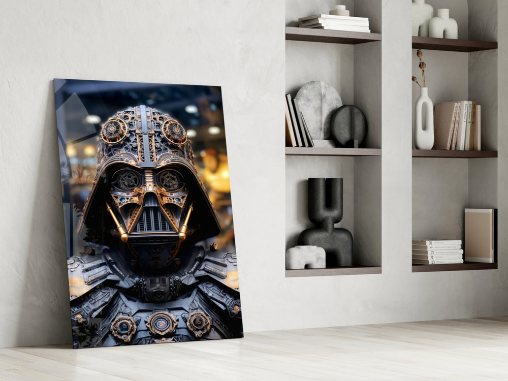 Darth Vader glass print enhancing a den with statement firepower