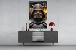 Darth Vader panel catching lamp light to reveal its cinematic glow
