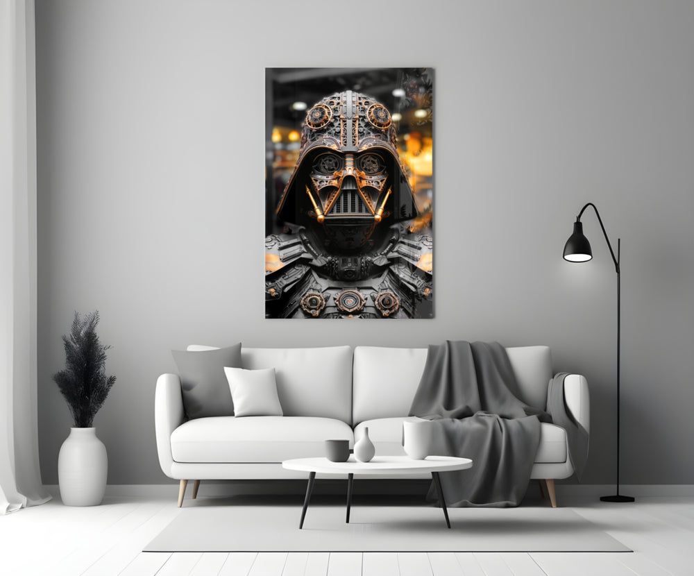 Darth Vader close-up showing copper gears and clockwork respirator