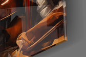 Movie-icon artwork anchoring a wall with amber-and-emerald palette