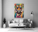 Cool Tiger close-up showing red sunglasses and streetwear vest
