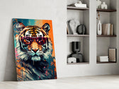 Cool Tiger glass print enhancing a den with statement playfulness