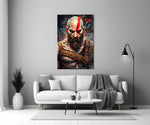 Kratos close-up showing gold-engraved belt and obsidian field