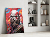 Kratos glass print enhancing a den with statement firepower