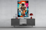 Astronaut panel catching lamp light to reveal its cinematic glow