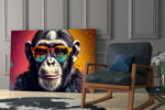 Cool Monkey glass print enhancing a den with statement playfulness