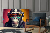 Cool Monkey glass print enhancing a den with statement playfulness