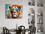 Cool Lion panel adding editorial drama to a hallway