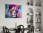 Cool Lion panel adding editorial drama to a hallway