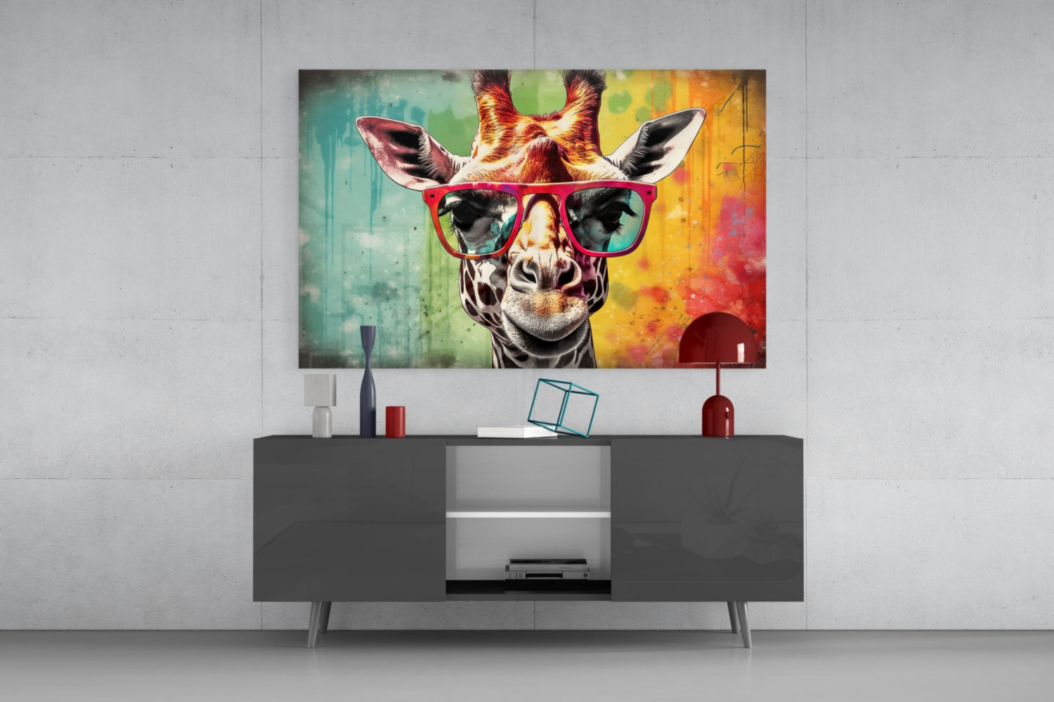 Cool Giraffe Glass Wall Art || Designer Collection.
