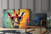 Cool Giraffe glass print enhancing a media room with statement playfulness