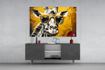 Cool Giraffe panel catching lamp light to reveal its painterly grit
