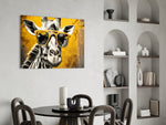 Cool Giraffe panel adding editorial drama to a hallway