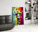 Cool Giraffe panel adding editorial drama to a hallway