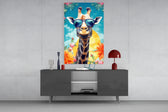 Cool Giraffe panel catching lamp light to reveal its cinematic glow