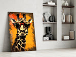 Cool Giraffe glass print enhancing a den with statement playfulness