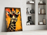 Cool Giraffe glass print enhancing a den with statement playfulness