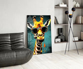 Cool Giraffe panel adding editorial drama to a hallway