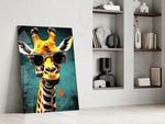 Cool Giraffe glass print enhancing a den with statement playfulness