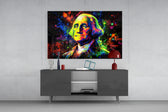 Benjamin Franklin panel catching lamp light to reveal its cinematic glow