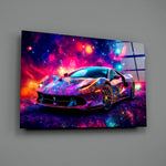 Cosmic-Ferrari panel bringing cinematic glow to a home garage