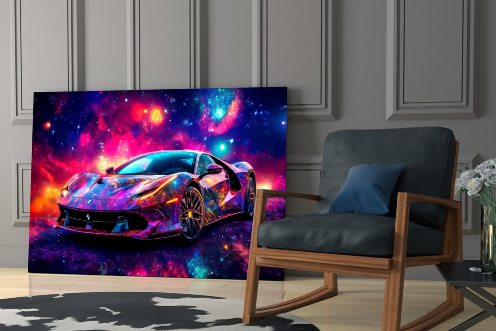 Ferrari glass print enhancing a den with statement firepower