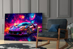 Ferrari glass print enhancing a den with statement firepower