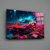 Cosmic-Ferrari panel bringing cinematic glow to a home garage