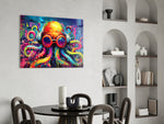 Octopus panel adding editorial drama to a hallway