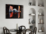 Tie Fighter panel adding editorial drama to a hallway