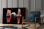 Tie Fighter glass print enhancing a den with statement firepower