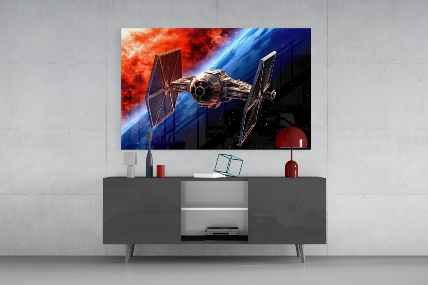 Tıe Fighter Glass Wall Art || Designer Collection.