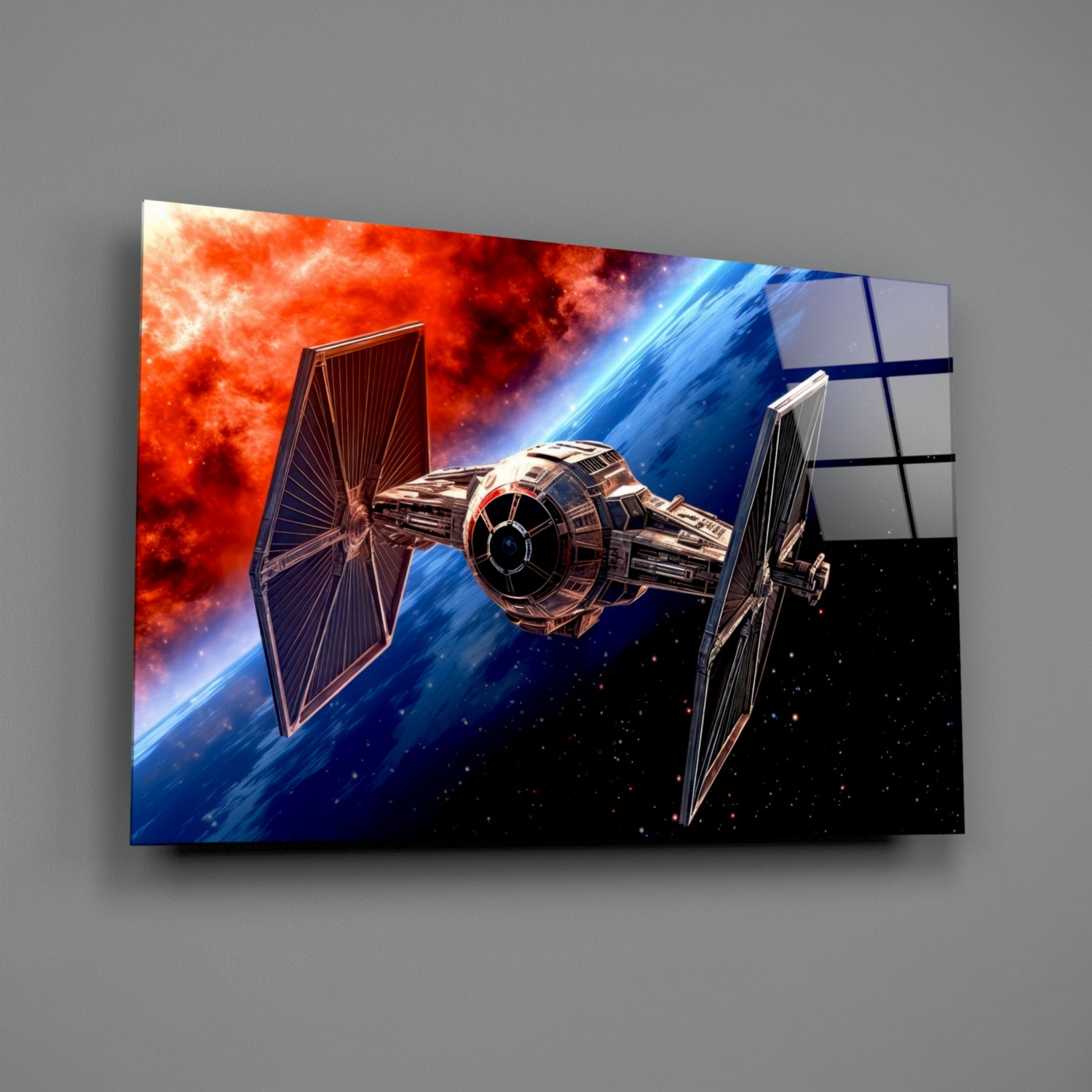 Tıe Fighter Glass Wall Art || Designer Collection.