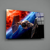 Deep-space panel bringing cinematic glow to a gaming den