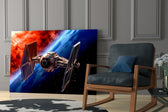 Tie Fighter glass print enhancing a den with statement firepower