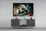Dragon panel catching lamp light to reveal its cinematic glow