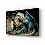 Dragon glass wall art displayed above a leather sofa in a man cave